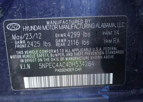 2013 Hyundai Sonata Limited from USA, damaged, VIN 5NPEC4AC4DH534284